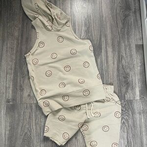 Smiley Face Hoodie and Shorts Set